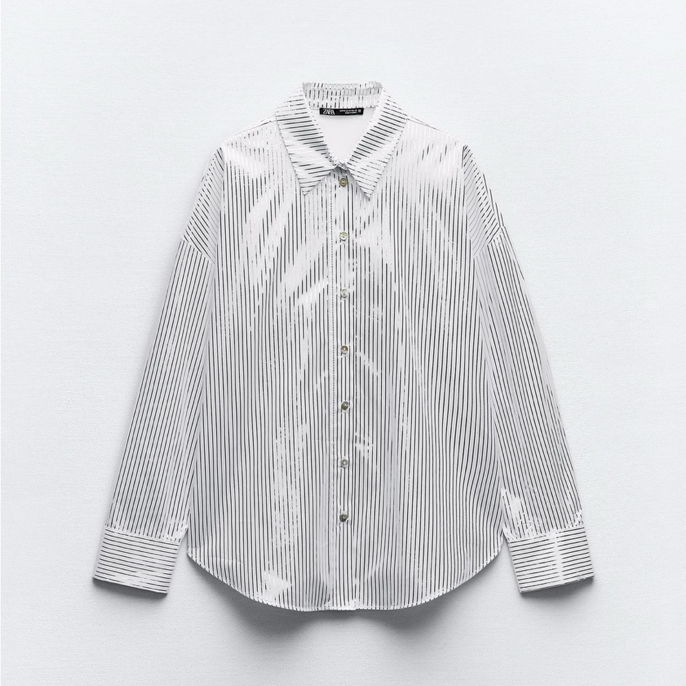 Oversized Metallic Stripe Shirt